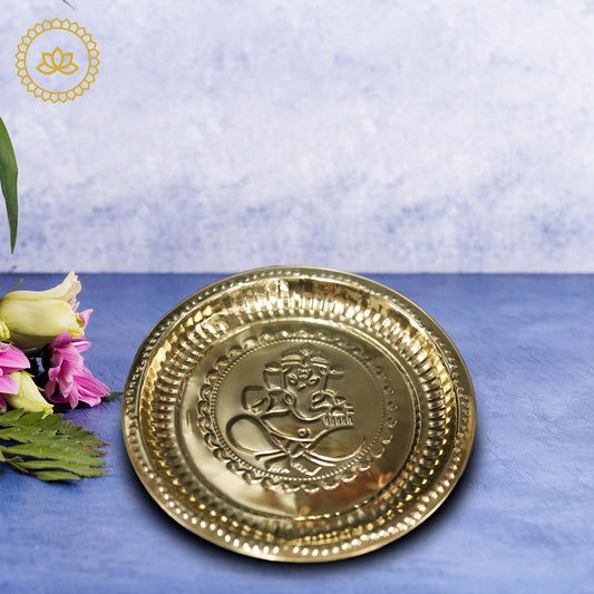 Brass Ganesh Plate Aarthi: Embrace Divine Blessings and Remover of Obstacles - Grab2buy