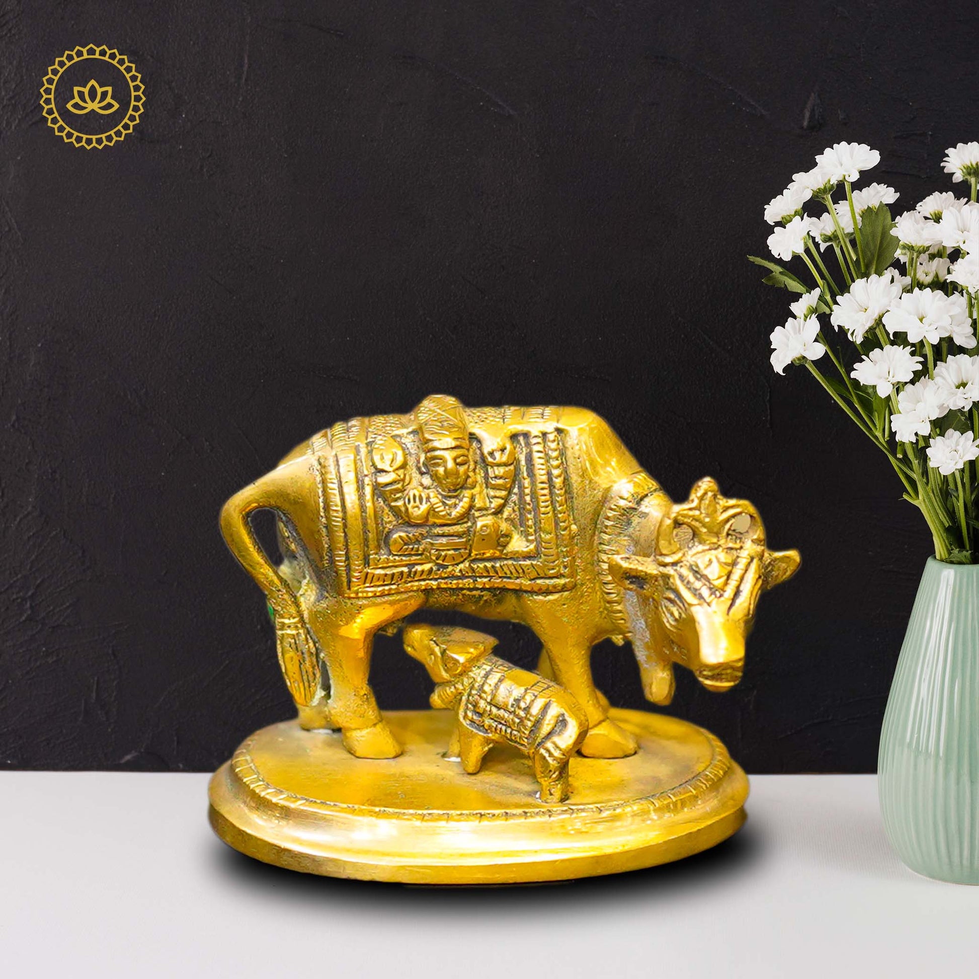 Brass Kamadenu with Calf Idol - Grab2buy