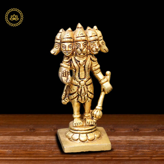 Brass Panchamukhi Hanuman Idol - Grab2buy