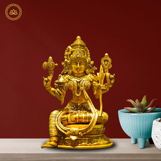 Brass Raja Rajeshwari Idol - Divine Empress of Cosmic Power and Grace - Grab2buy