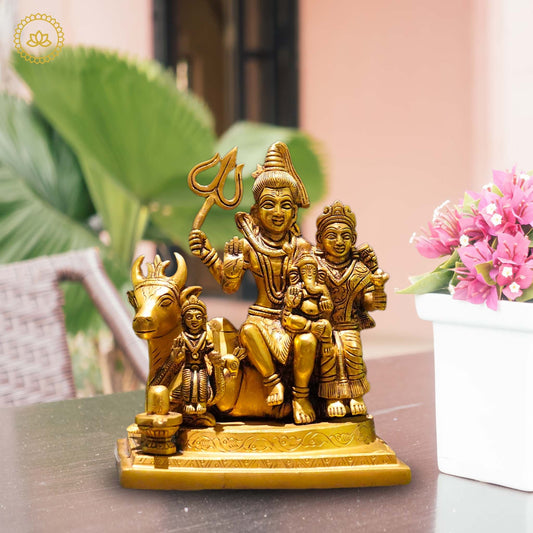 Brass Shiva Family Statue - Divine Harmony of Lord Shiva, Parvati, and Ganesha - Grab2buy