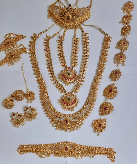 Elite Trading 19 piece Golden Bridal Jewellery Set - Swadesiicart