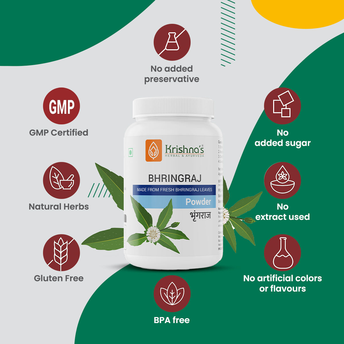 Krishna'S Herbal & Ayurveda Bhringraj Powder 