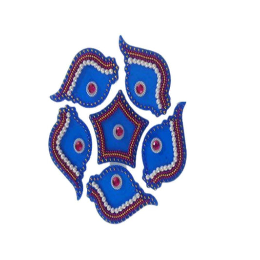 Kundan HandiKrafts Handcrafted Skyblue Colour Kundan Rangoli - Grab2buy
