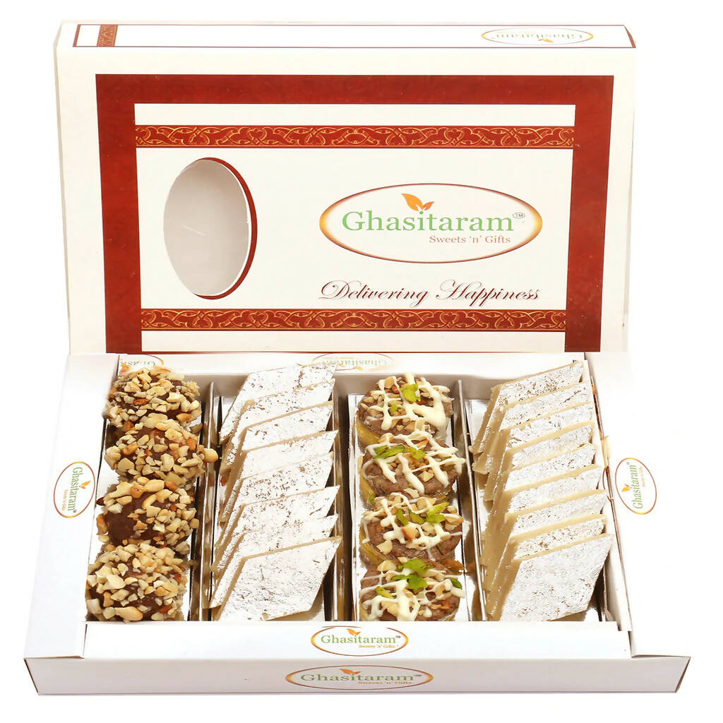 Ghasitaram Assorted Box Pure Kaju Katlis, Dryfruit Sweets 