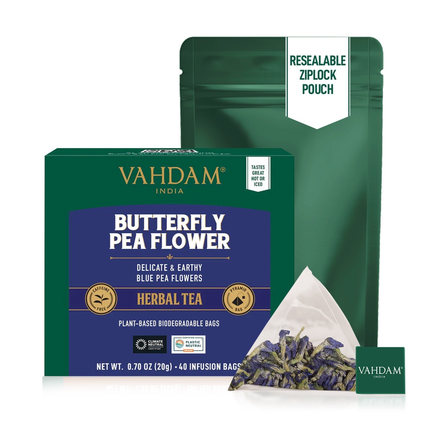 Butterfly Pea Flower Herbal Tea, 40 Count 