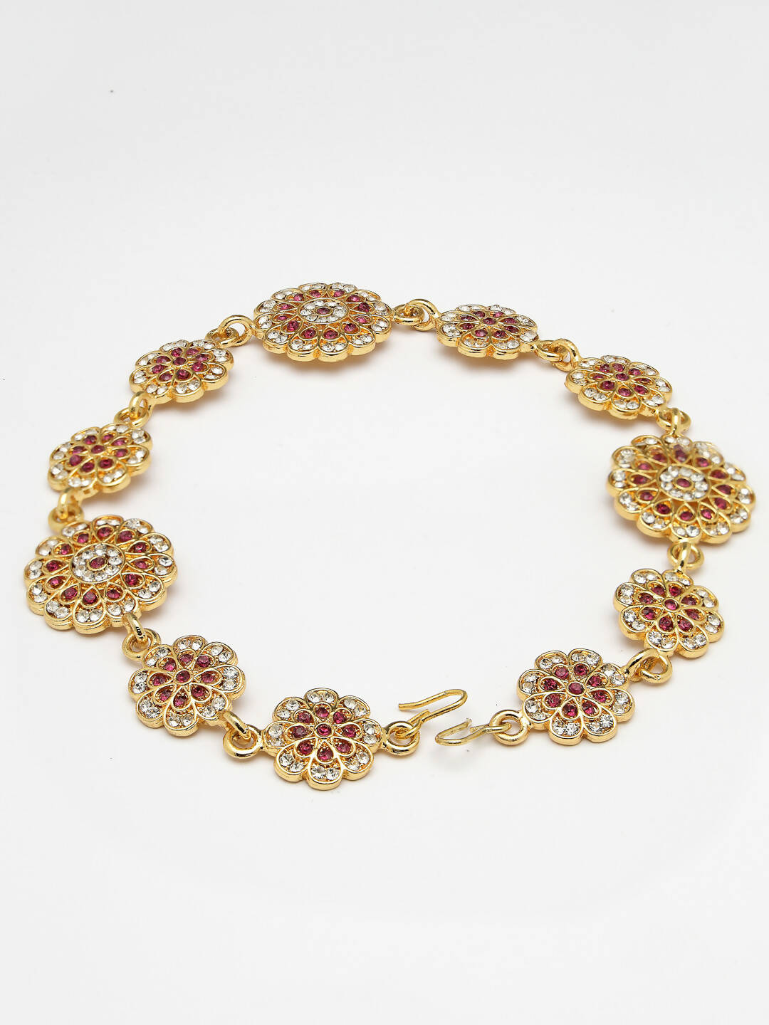 NVR Women's Gold-Polished Traditional Meenakari Stones Trending Matha Patti 