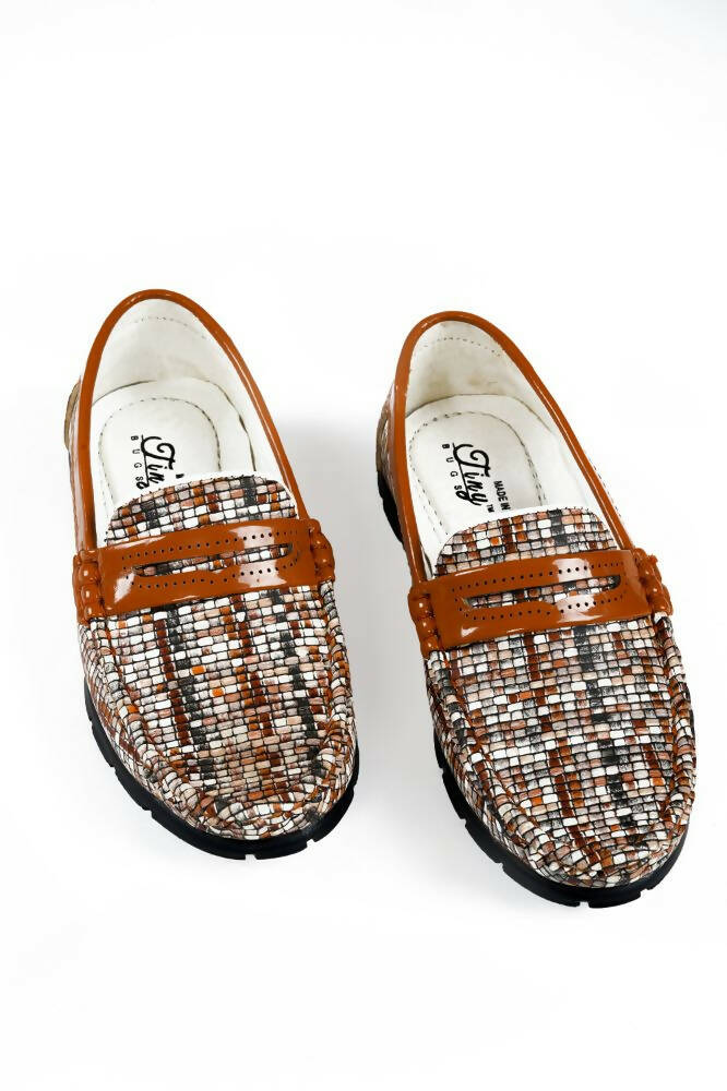 Tiny Bugs Boys Printed Slip On Loafers - Tan  Grab2Buy Tiny Bugs Grab2Buy