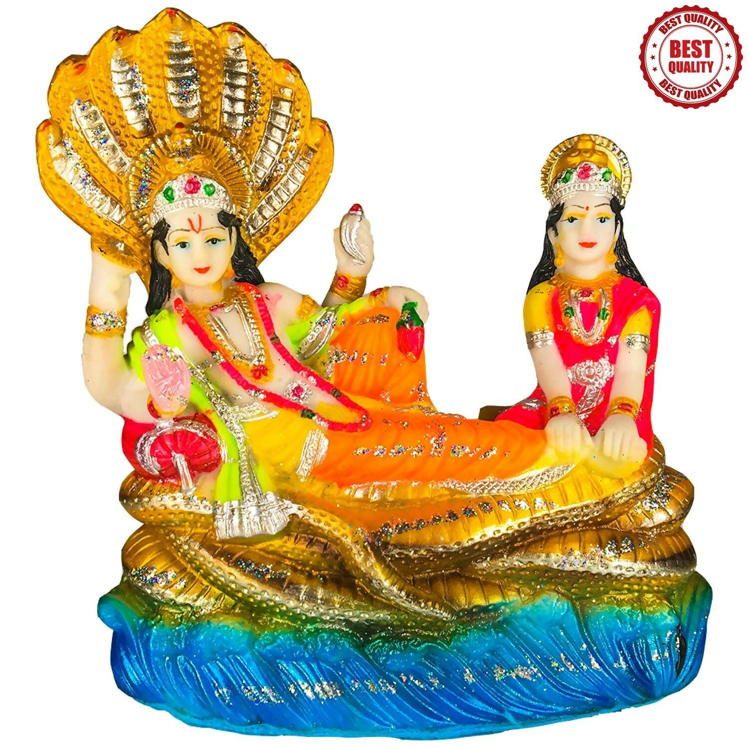 Blissful Polymer Unbreakable Action Lord Vishnu Laxmi Idol - Grab2buy