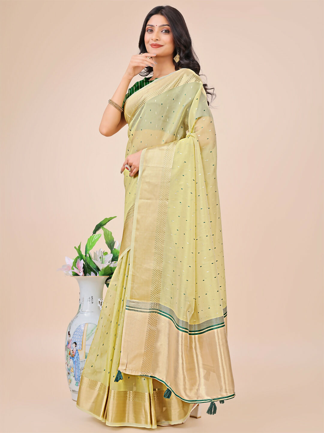 Shree Shyam Fashion Florance Light Green Organza Saree
