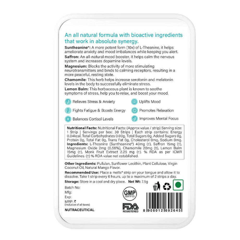 Wellbeing Nutrition Melts Calm & Relaxation Oral Strips-Soothing Mango Flavor  Grab2Buy Wellbeing Nutrition Grab2Buy