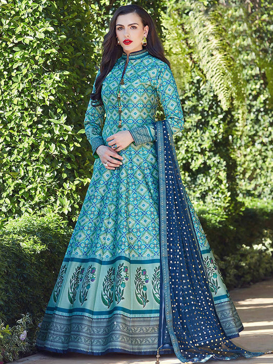 Partywear Designer Firozi Heavy Soft Killer Silk Salwar Suit - Anbazaar - Grab2buy