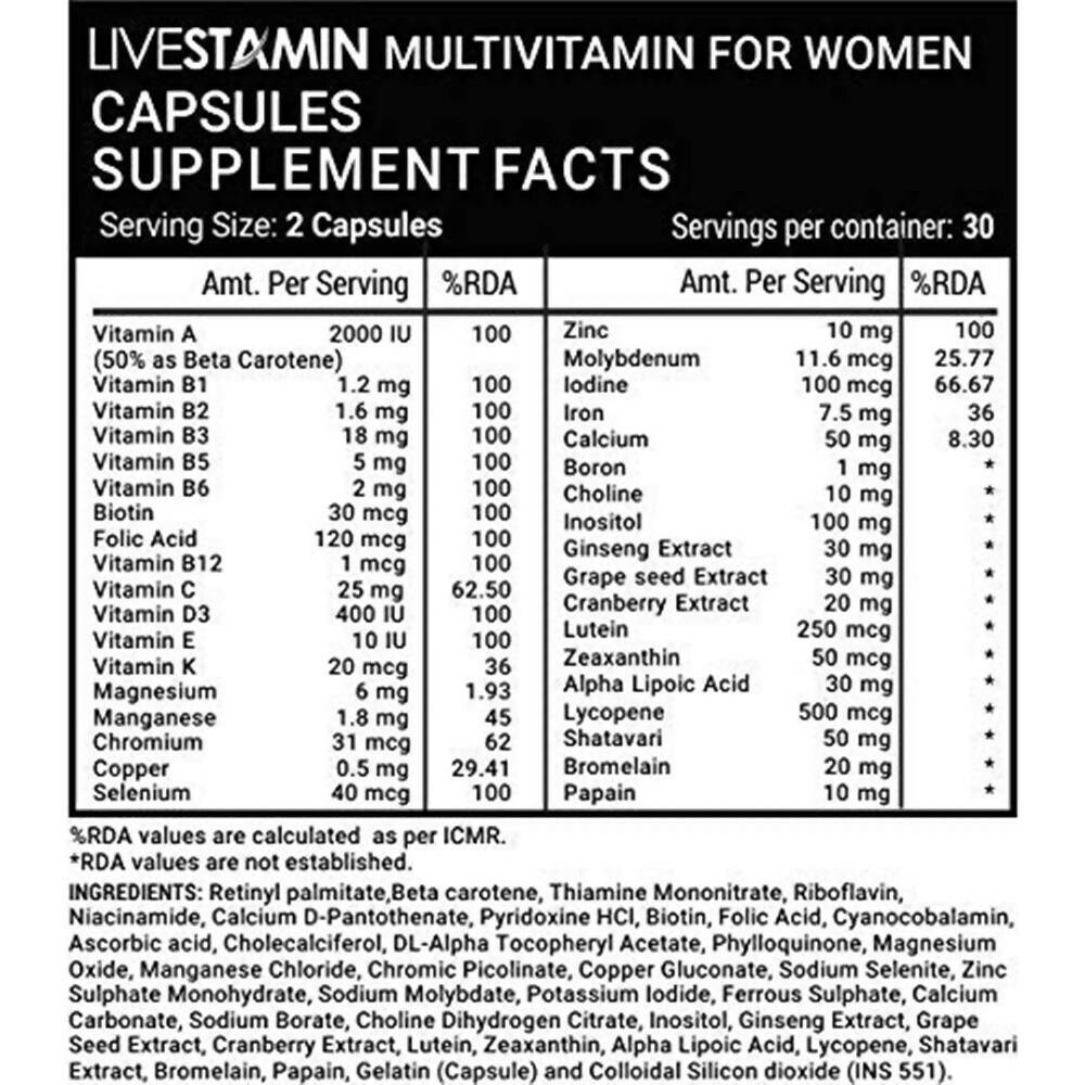 Livestamin Multivitamins & Minerals For Women Capsules - Grab2buy