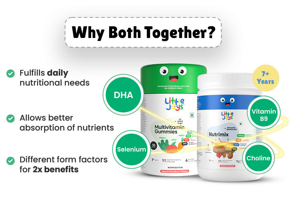 Little Joys Multivitamin Gummies & Nutrimix Immunity Boosting Kit Strawberry 2 Years +