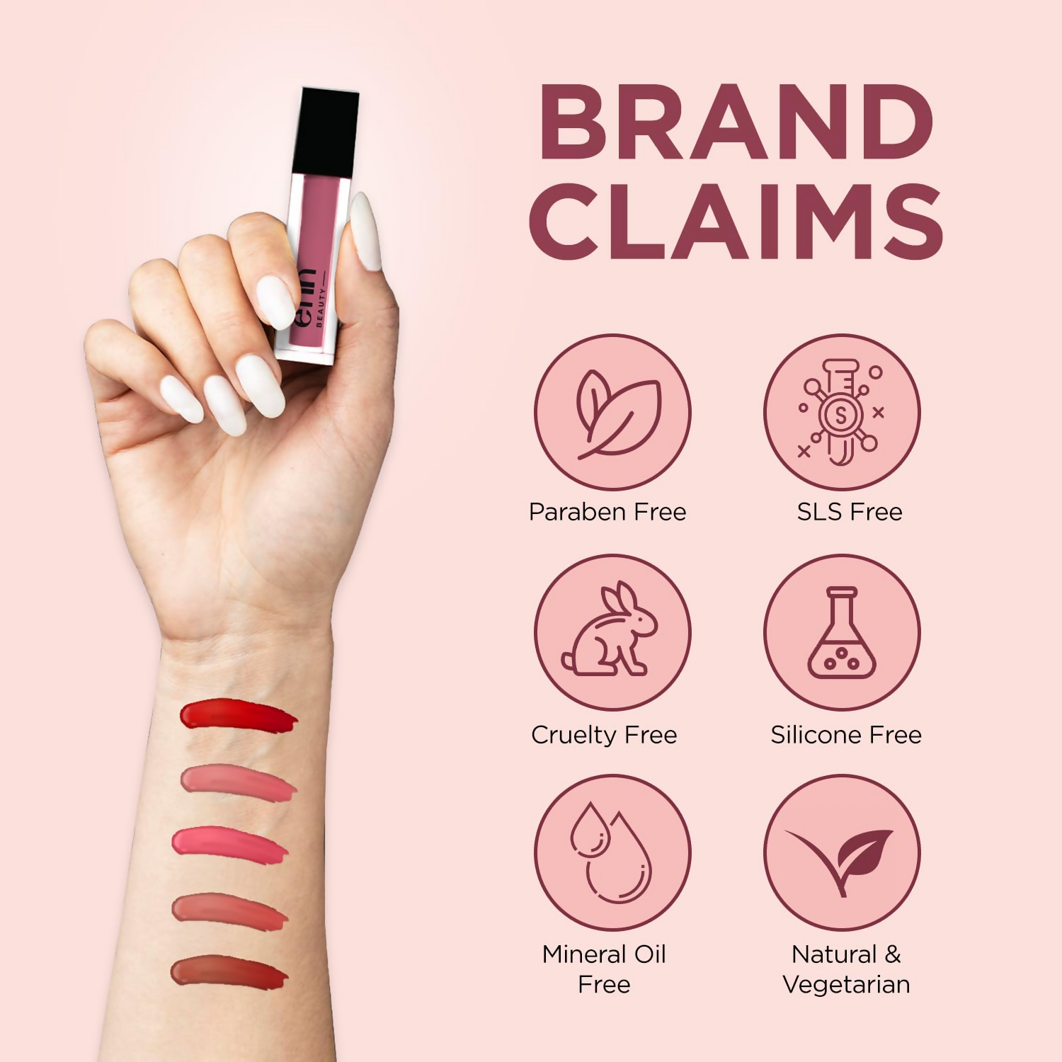 Enn Semi Matte Red Liquid Lipstick - Berry Vodka 