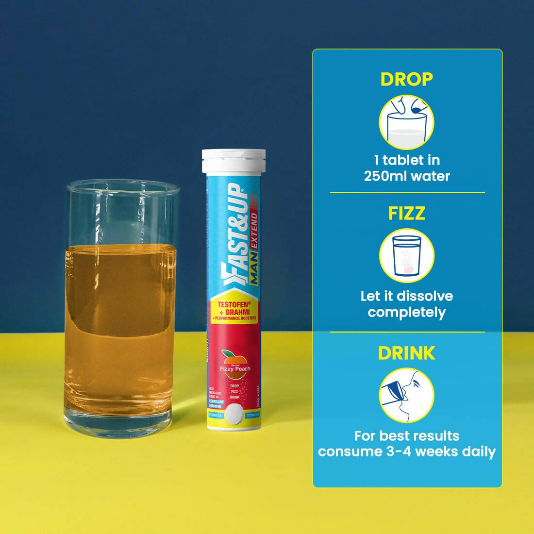 Fast&Up Man Extend Effervescent Tablets - Peach Flavor 