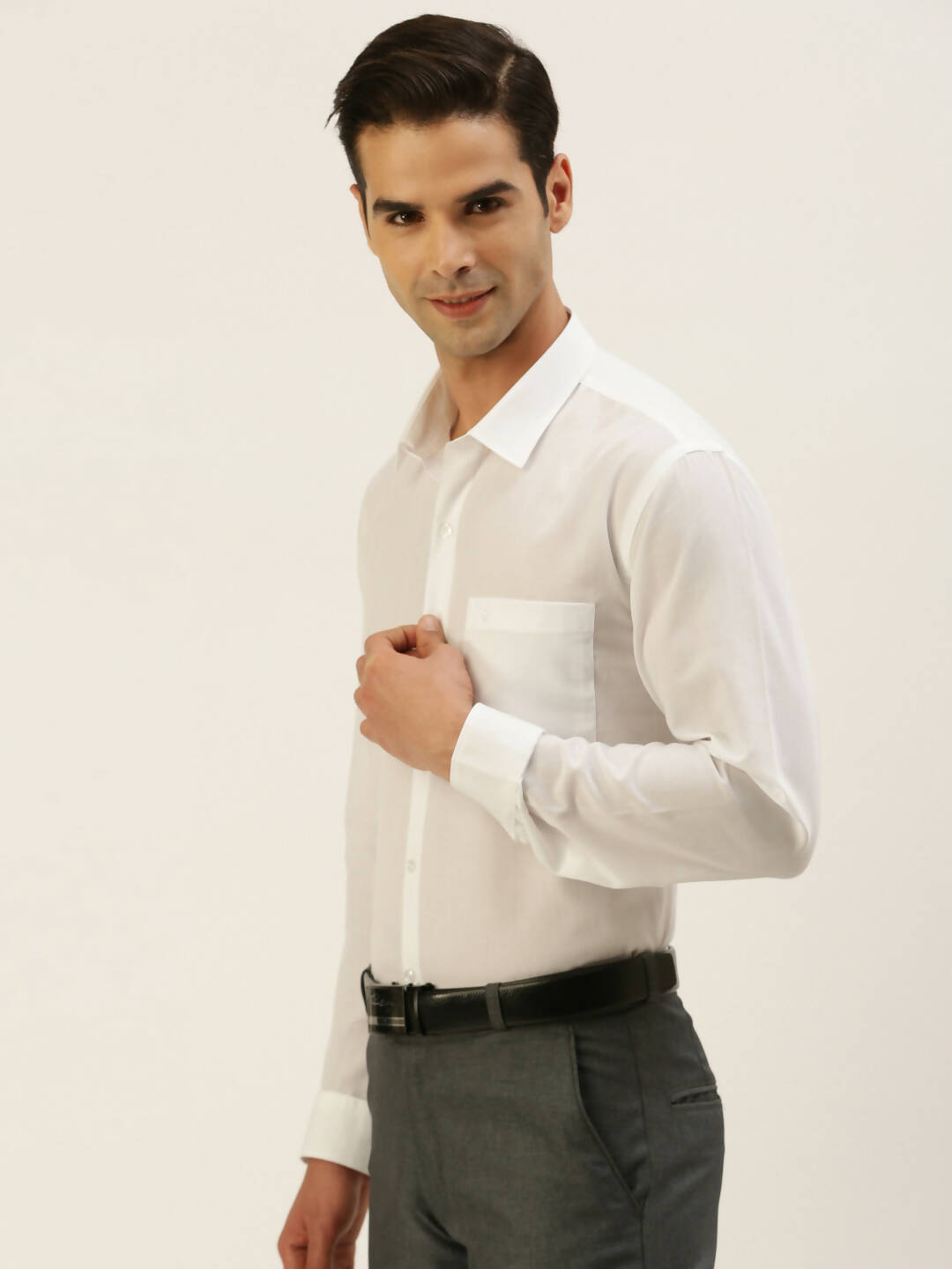 Ramraj Cotton Mens Full Sleeve White Shirt Plus Size - Minister Cotton 