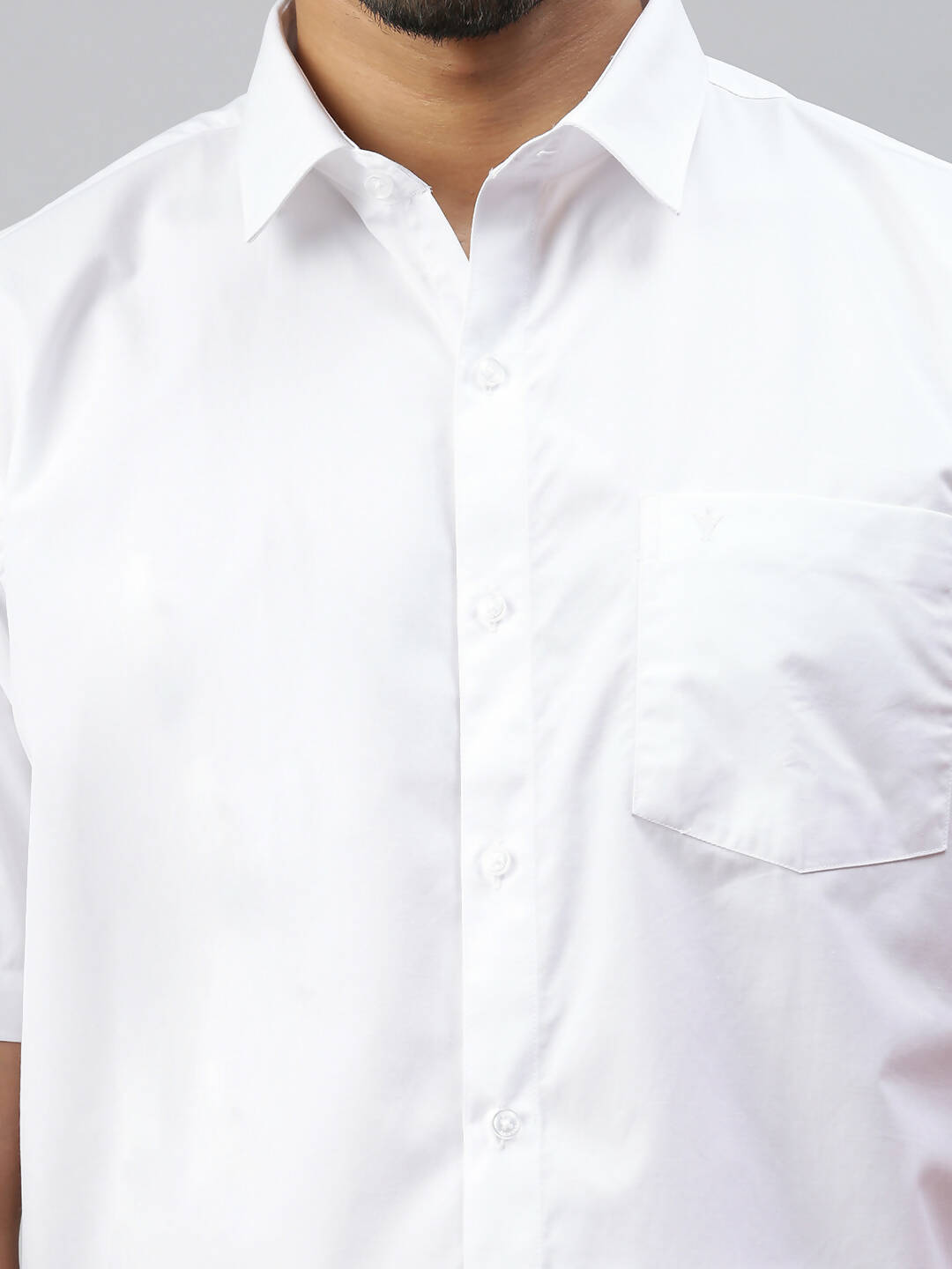 Ramraj Cotton Mens Half Sleeve Formal Poly Cotton White Shirt 