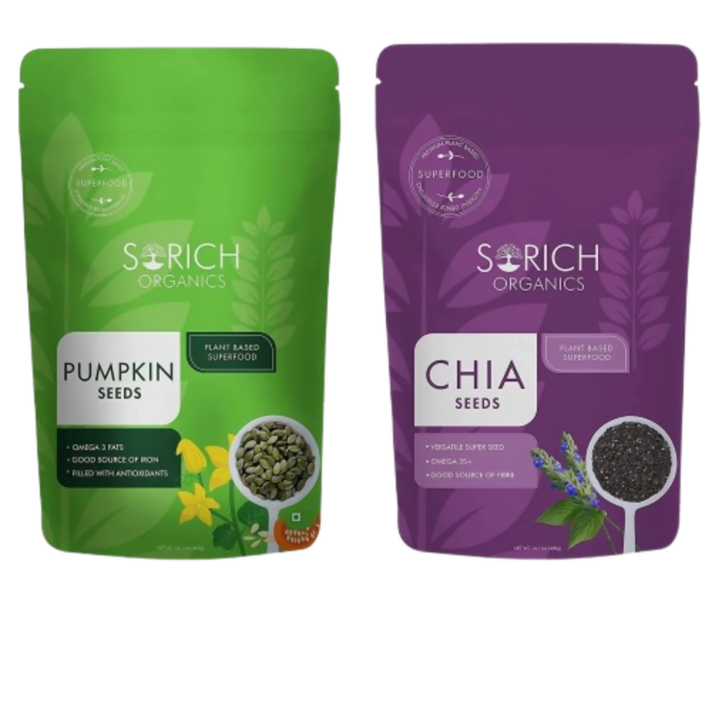 Sorich Organics Combo Pack of Pumpkin Seeds & Chia Seeds