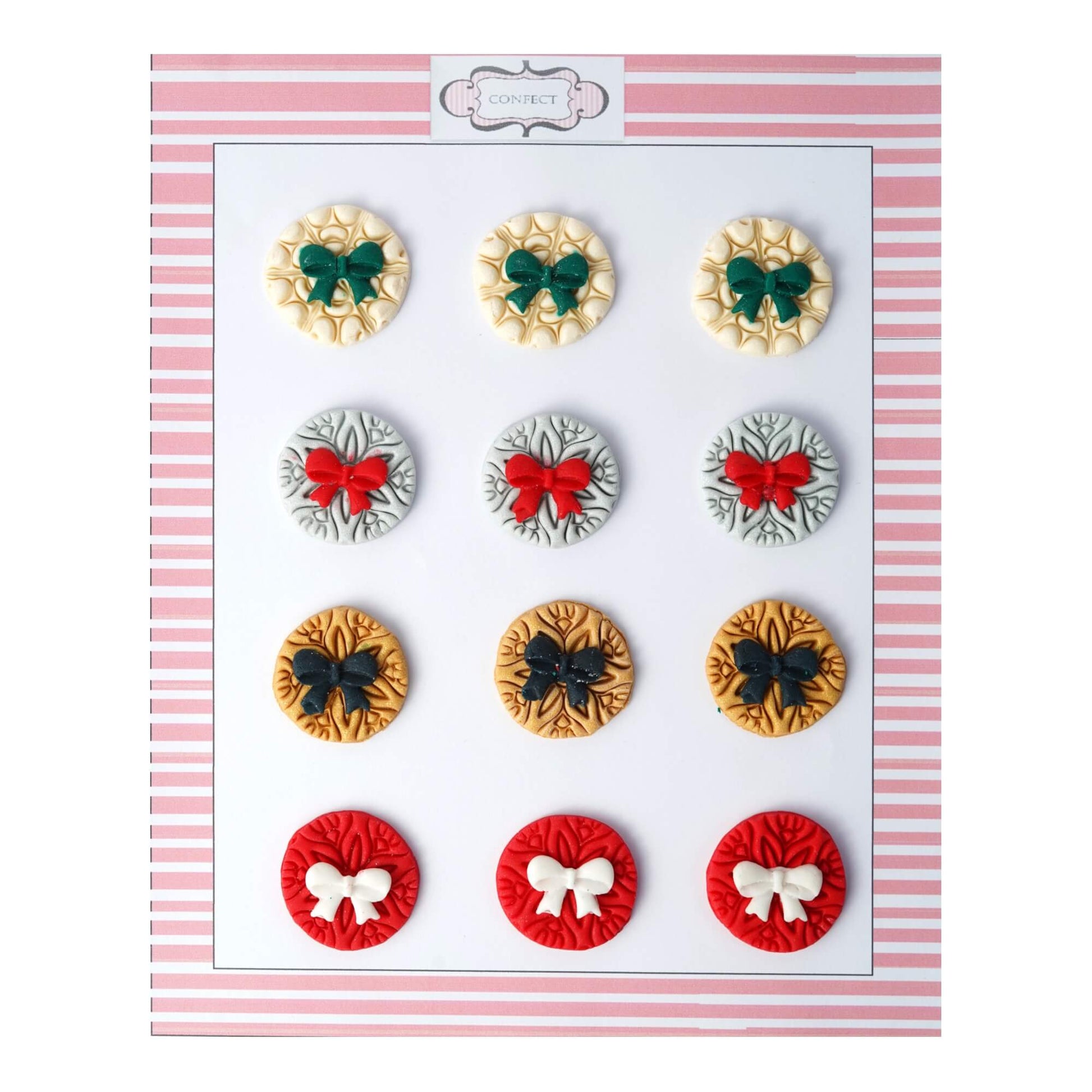 Confect Bow Medallions | Edible Christmas Topper