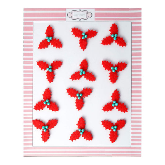 Confect Red Holly | Edible Christmas Topper