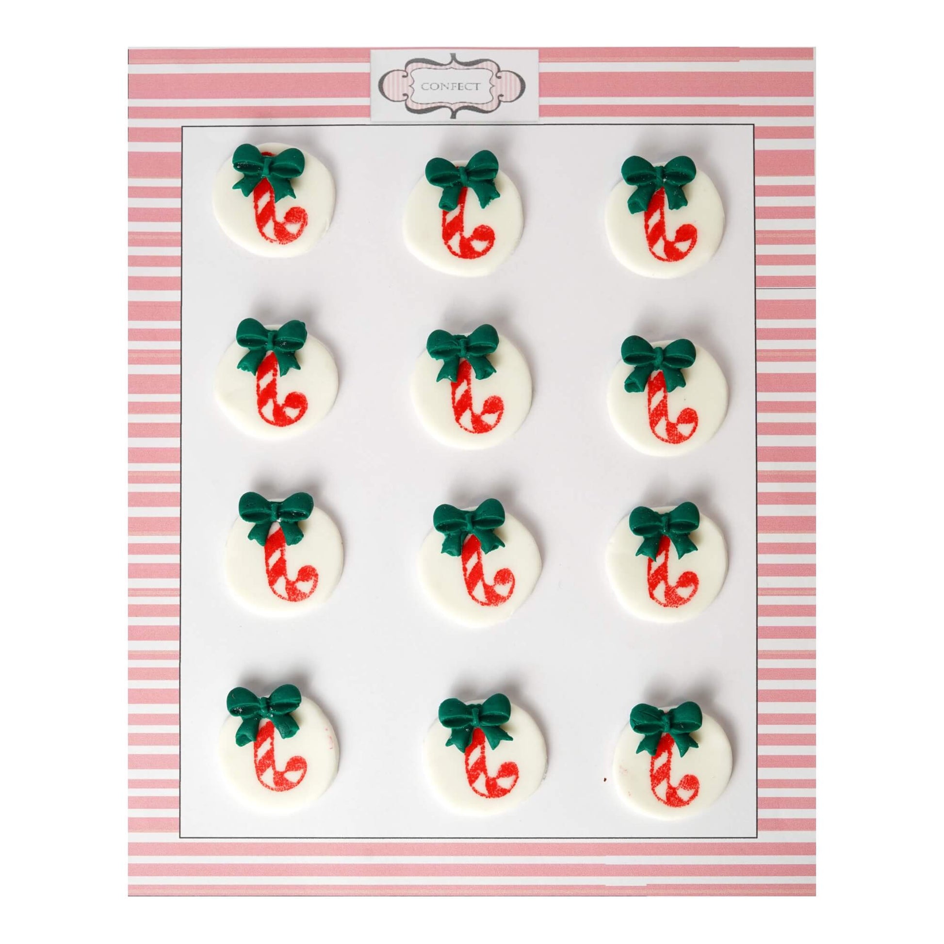 Confect Christmas Candy Cane Red & Green | Edible Christmas Topper