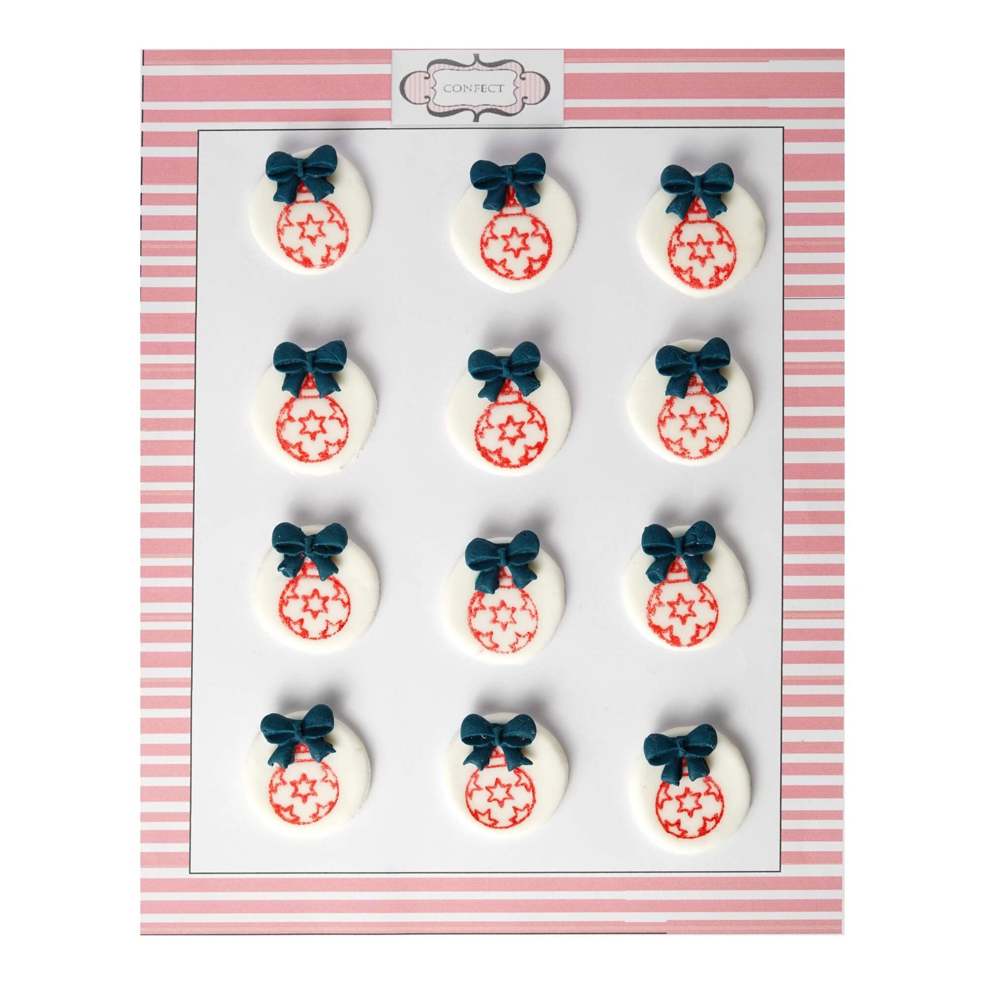 Confect Christmas Bauble Red & Navy | Edible Christmas Topper