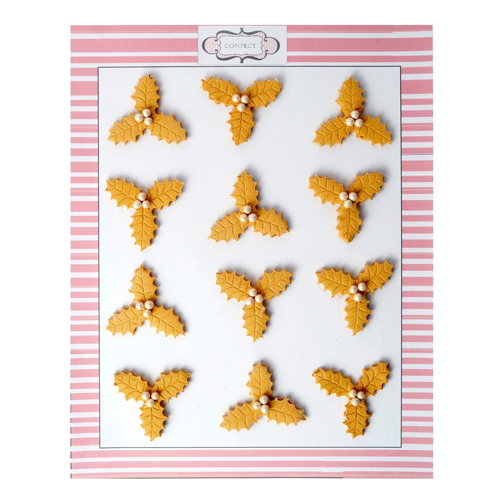 Confect Gold Holly | Edible Christmas Topper