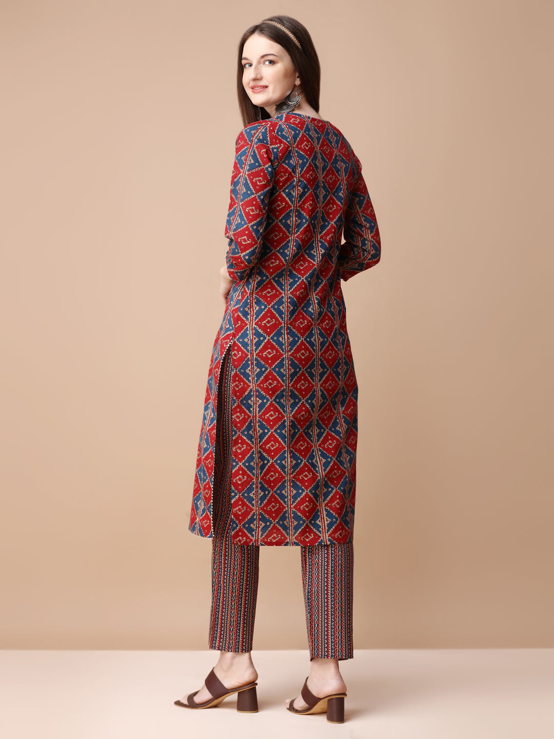 Printed & Little Mirror Embellished Kurta With Pant & Dupatta, Multicolor - Hiral Fashion