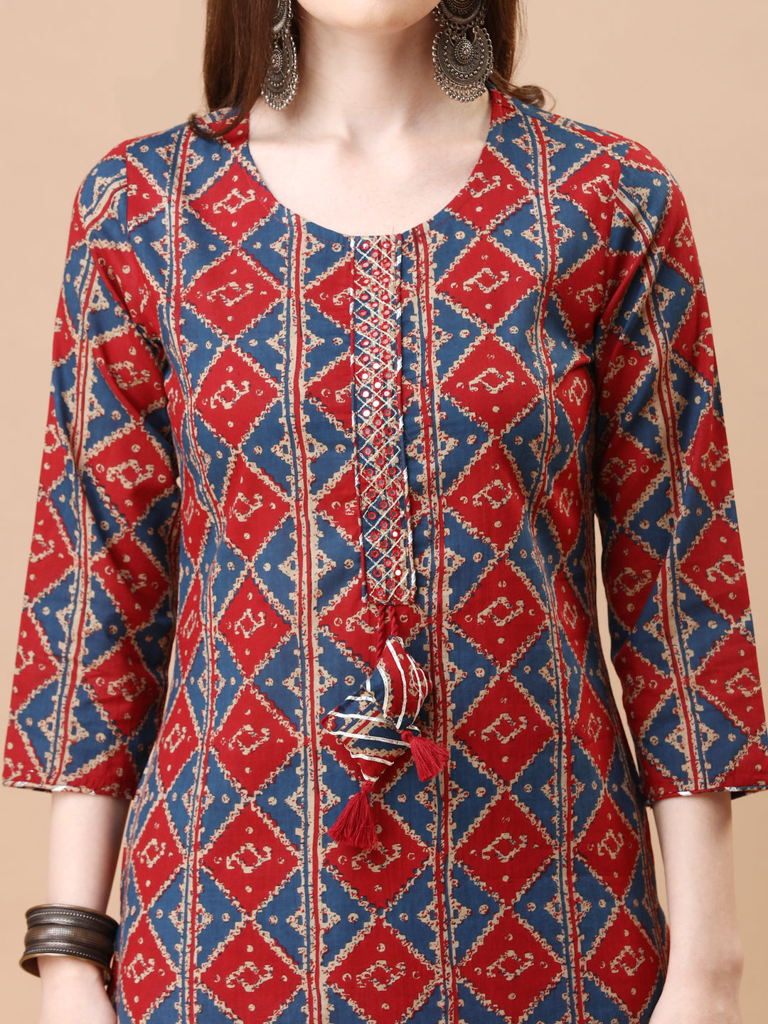 Printed & Little Mirror Embellished Kurta With Pant & Dupatta, Multicolor - Hiral Fashion