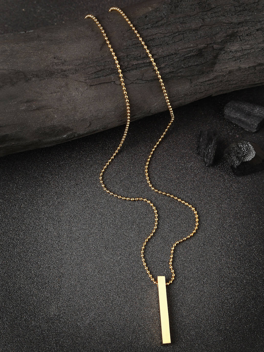 NVR Men Gold-Polished Geomatric Pendent With Chain 