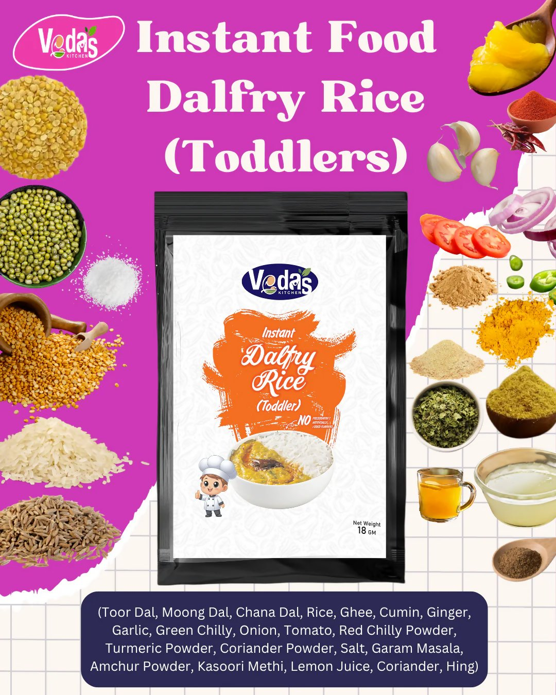 Vedas Kitchen Dal Fry Rice (Toddlers)  Grab2Buy Vedas Kitchen Grab2Buy