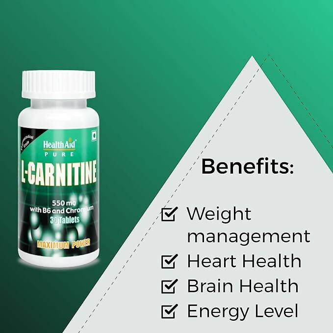 HealthAid L-Carnitine 550 mg with Vitamin B6 Chromium Tablets 