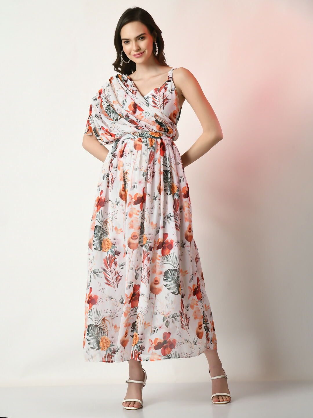 Myshka Women's White Printed Dress