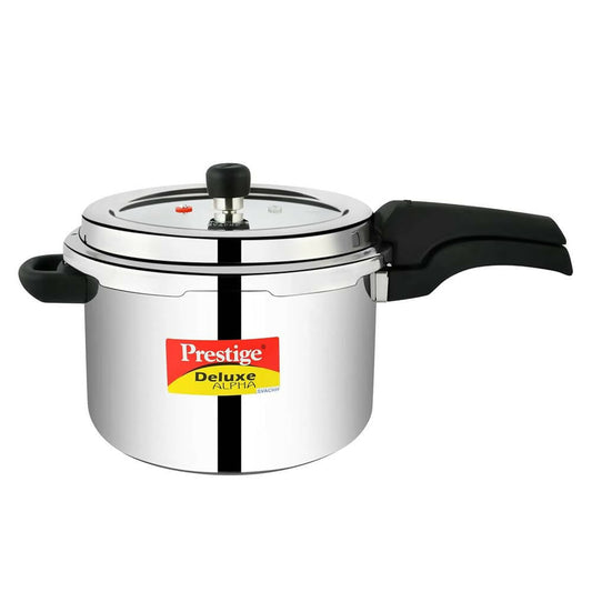 Prestige 6.5 Litres Deluxe Alpha Svachh Induction Base Outer Lid Stainless Steel Pressure Cooker - Grab2buy