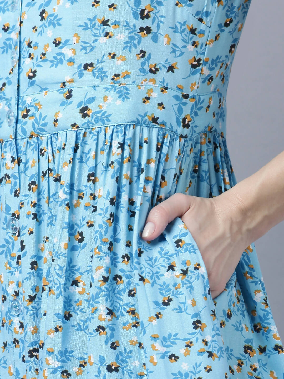 Myshka Women's Blue Floral Midi Dress