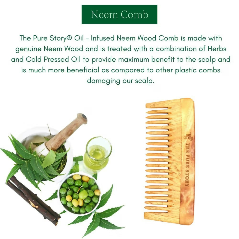The Pure Story Oil Infused Neem Wood Wide Tooth Comb  Grab2Buy The Pure Story Grab2Buy