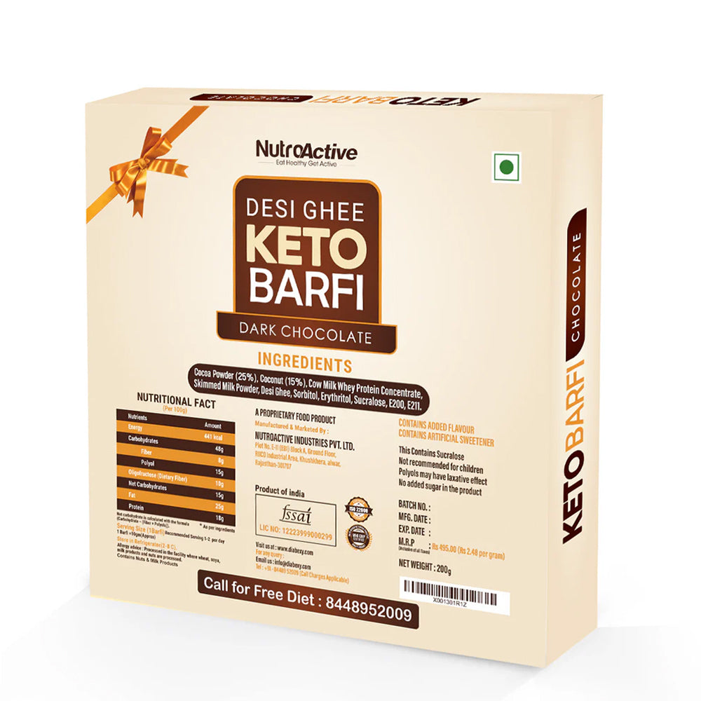 NutroActive Desi Ghee Barfi Hazelnut Chocolate 