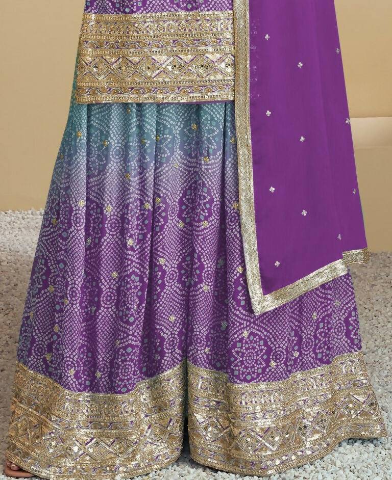 Vastranavya Bandhej Printed Chinon Chiffon Embroidered Sequins Pakistani Suit  Grab2Buy Vastranavya Grab2Buy