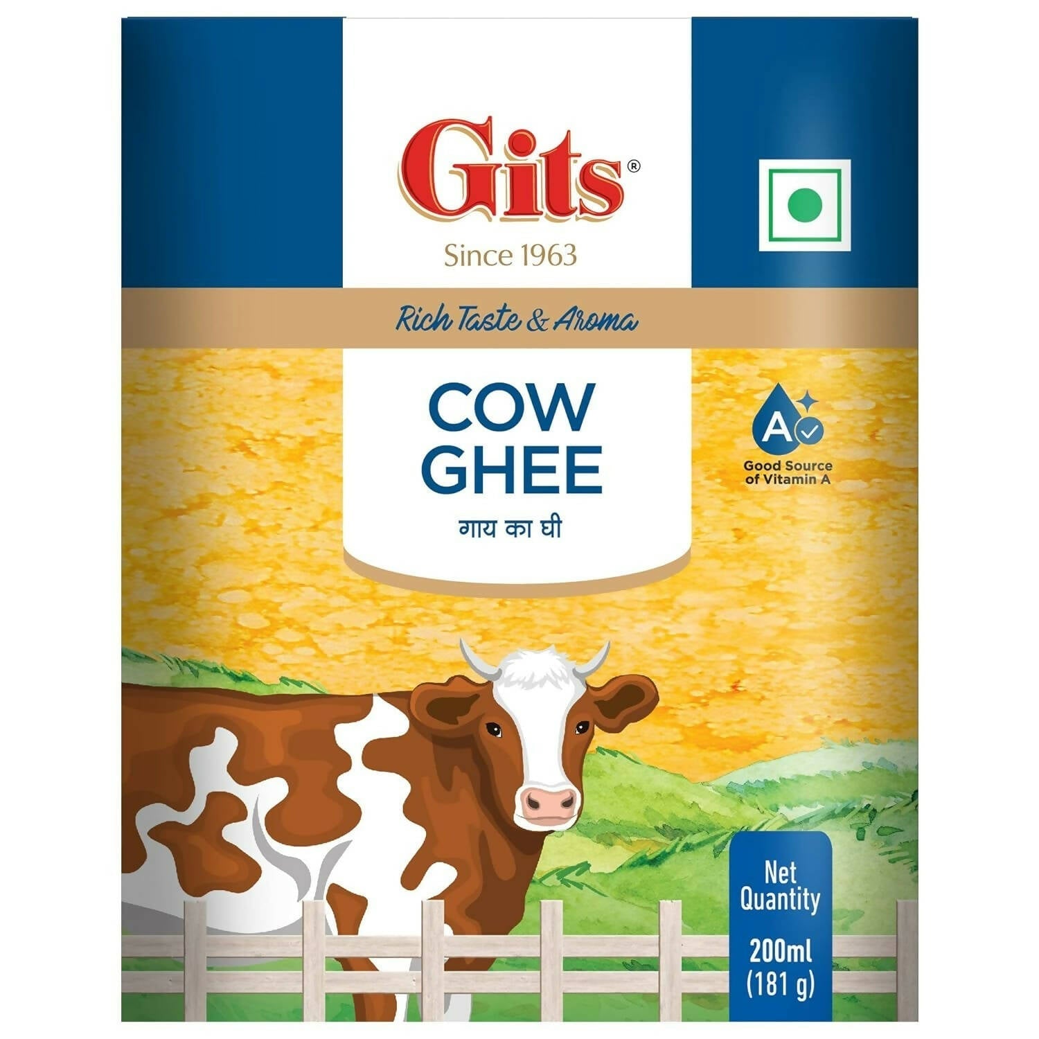 Gits Cow Ghee | Rich Taste & Aroma | Good source of Vitamin A, Delicious, Healthy & Nutritious 