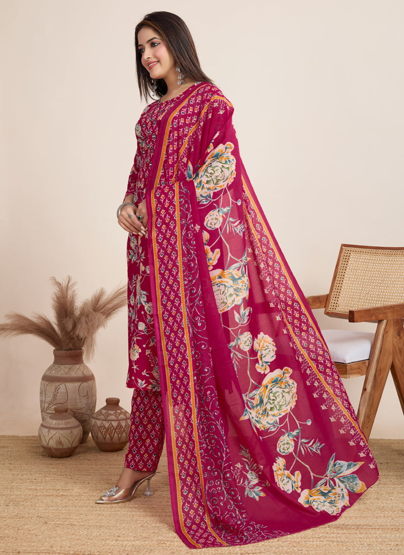 Prazu Fashion Pink Printed Cotton Blend Festival Wear Salwar Suit