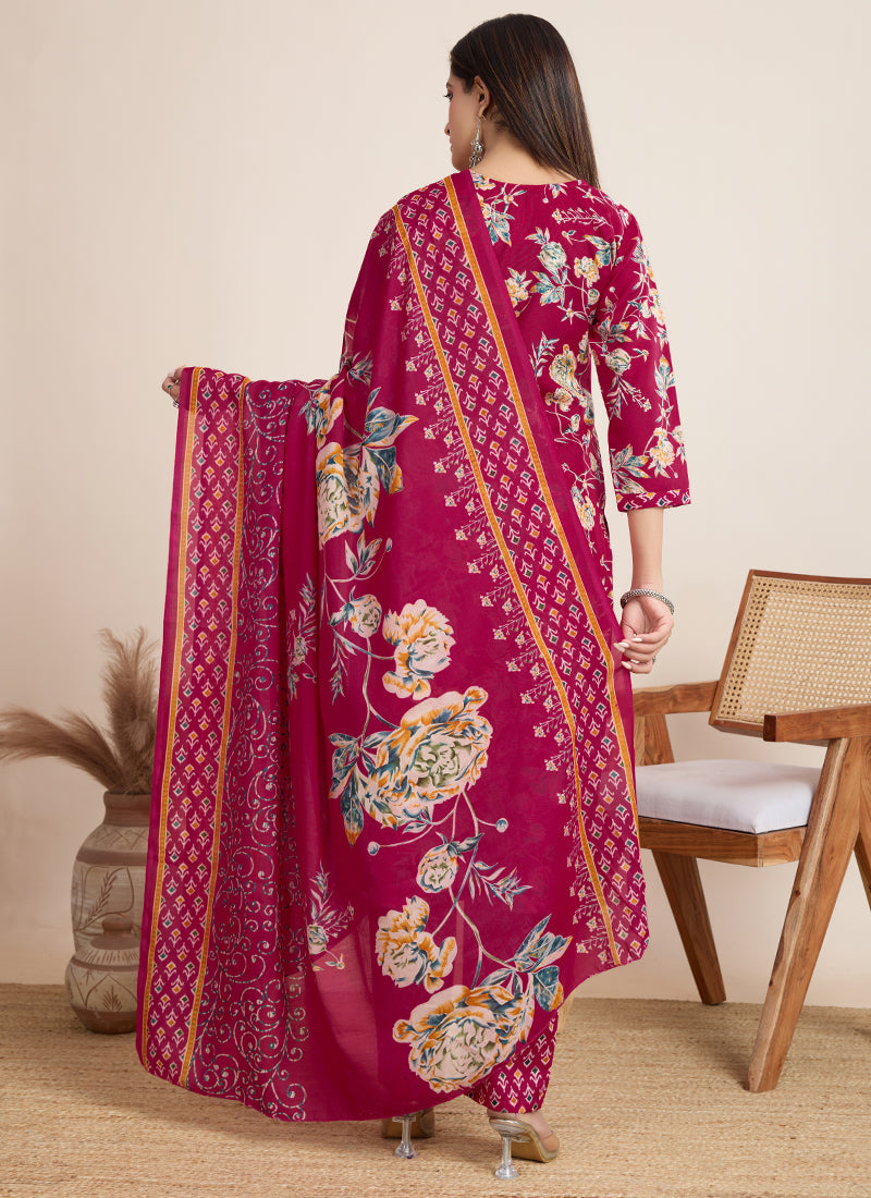 Prazu Fashion Pink Printed Cotton Blend Festival Wear Salwar Suit