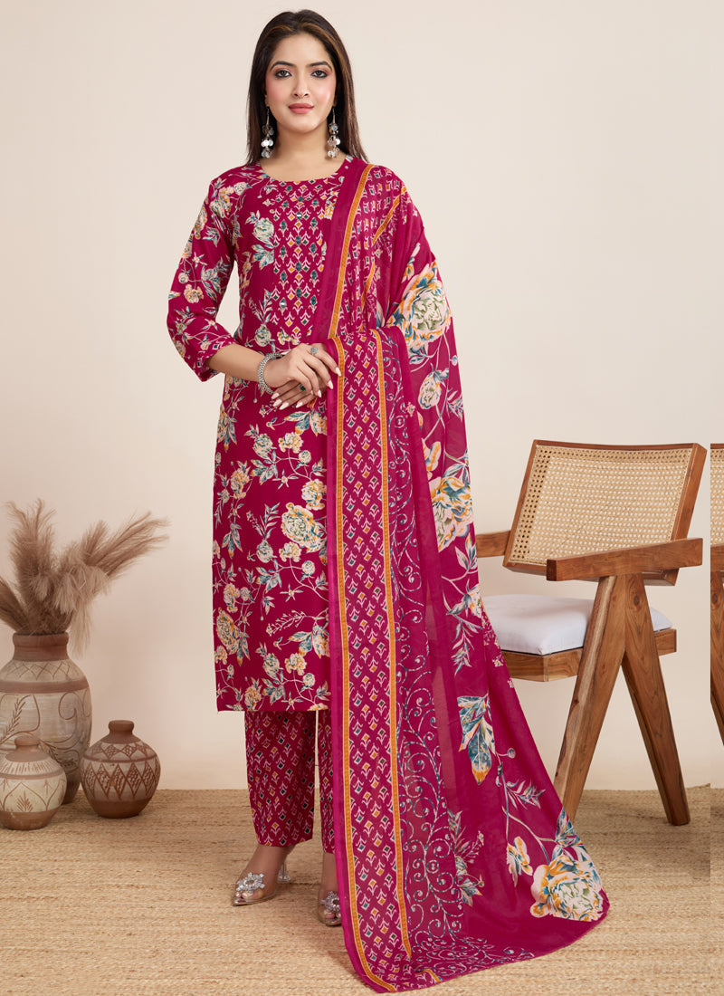 Prazu Fashion Pink Printed Cotton Blend Festival Wear Salwar Suit