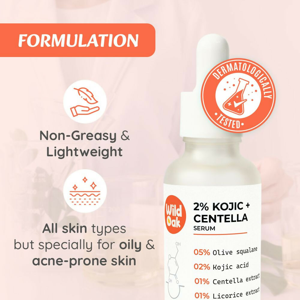 Wild Oak 2% Kojic + Centella Face Serum For Hyperpigmentation Brightening Sun Damage & Melasma Care  Grab2Buy Wild Oak Grab2Buy