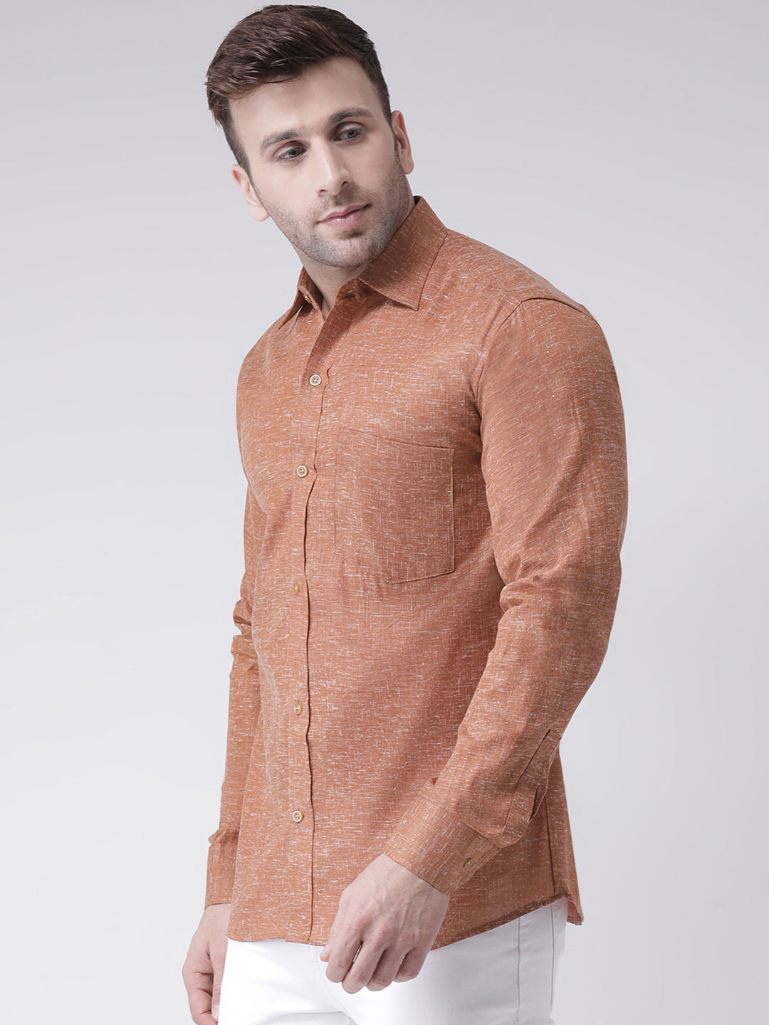 RIAG Brown Men's Full Sleeves Shirt