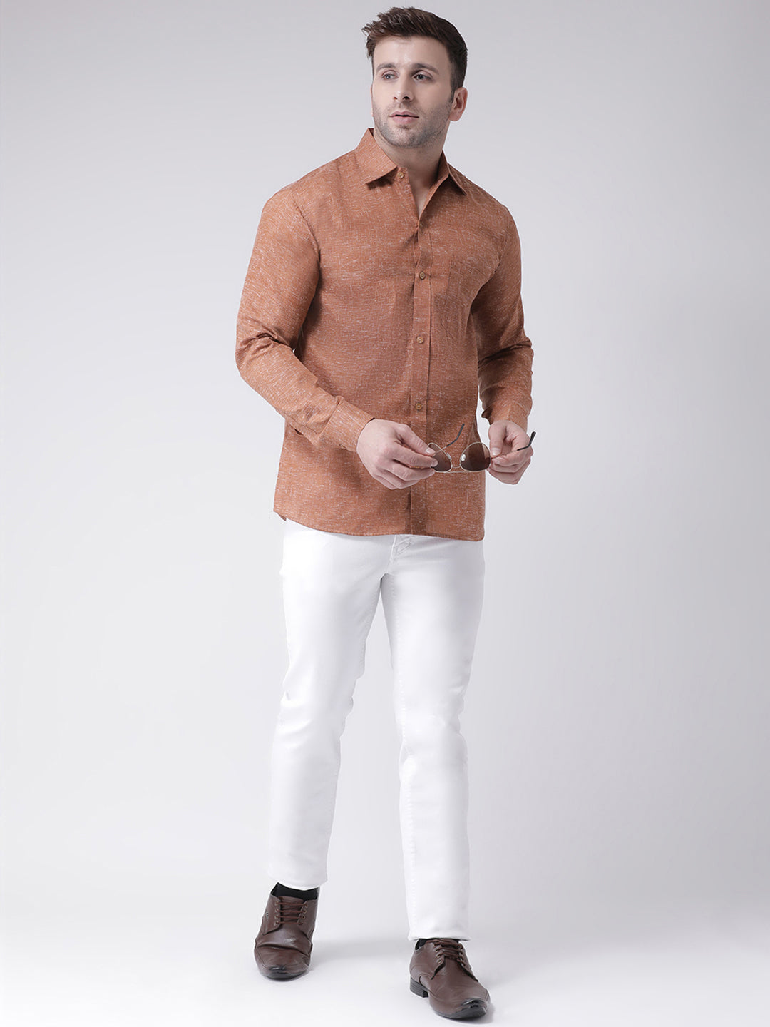 RIAG Brown Men's Full Sleeves Shirt