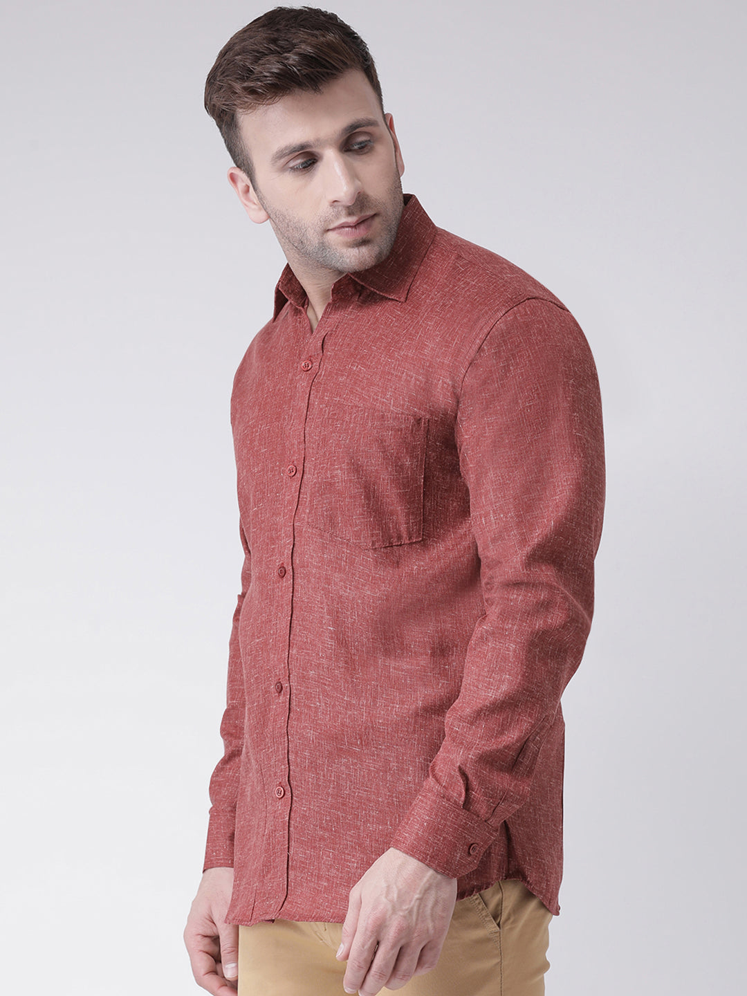RIAG Brown Men's Full Sleeves Shirt
