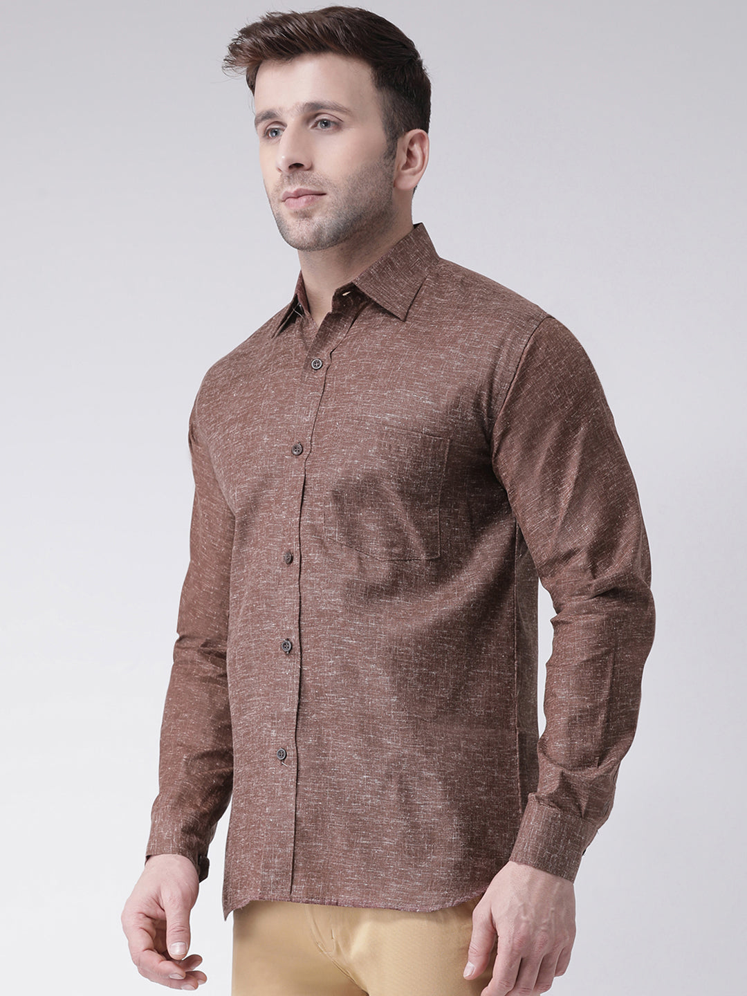 RIAG Brown Men's Full Sleeves Shirt