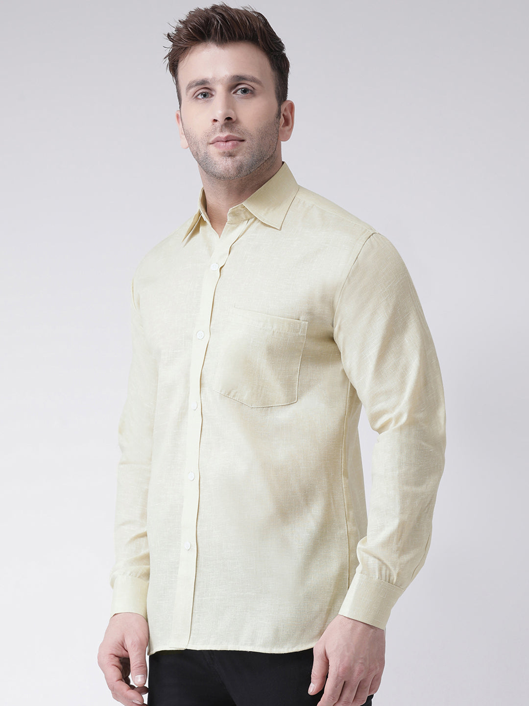 RIAG Beige Men's Full Sleeves Shirt