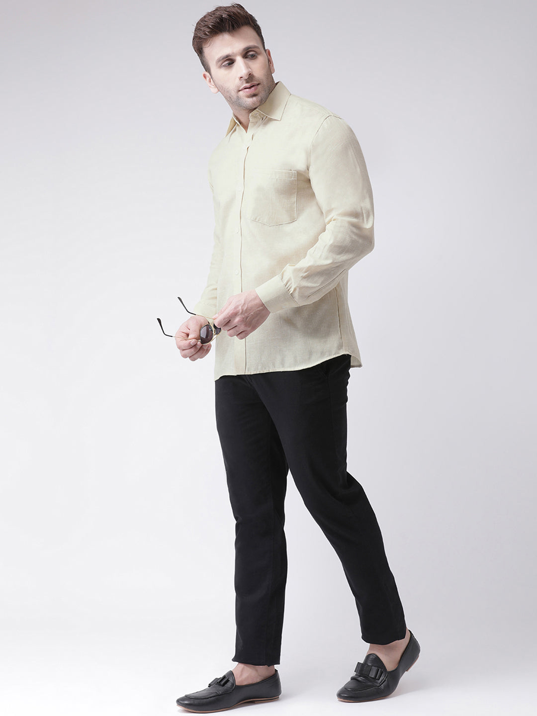RIAG Beige Men's Full Sleeves Shirt